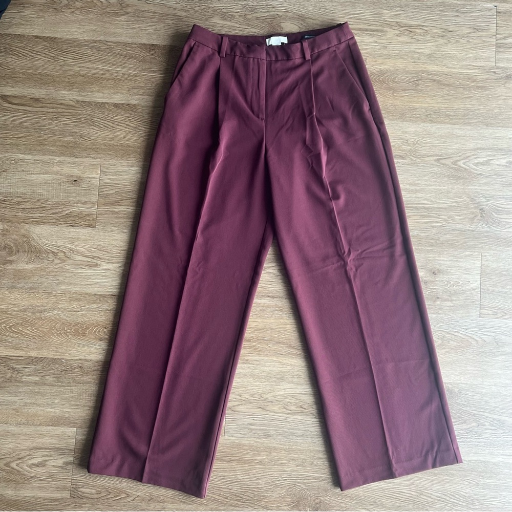 H&M Burgundy Straight Leg Pants Sophisticated Style